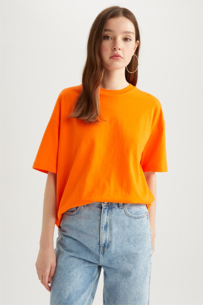 حريمي مرجاني تيشيرت نص كم اوفر سايز برقبة مستديرة