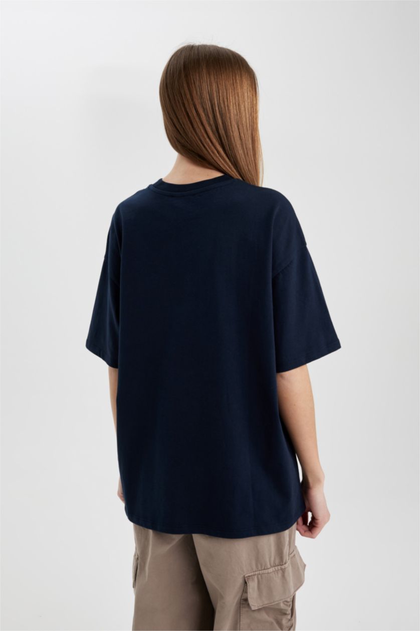 WOMAN NAVY Oversize Fit Crew Neck Short Sleeve T-Shirt