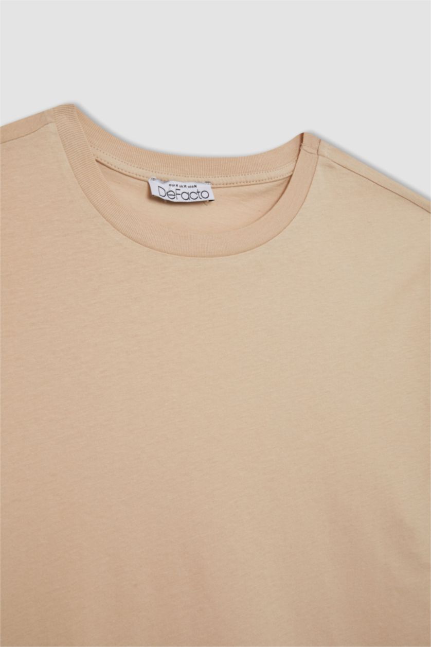 Women Light Beige Oversize Fit Short Sleeve T-Shirt