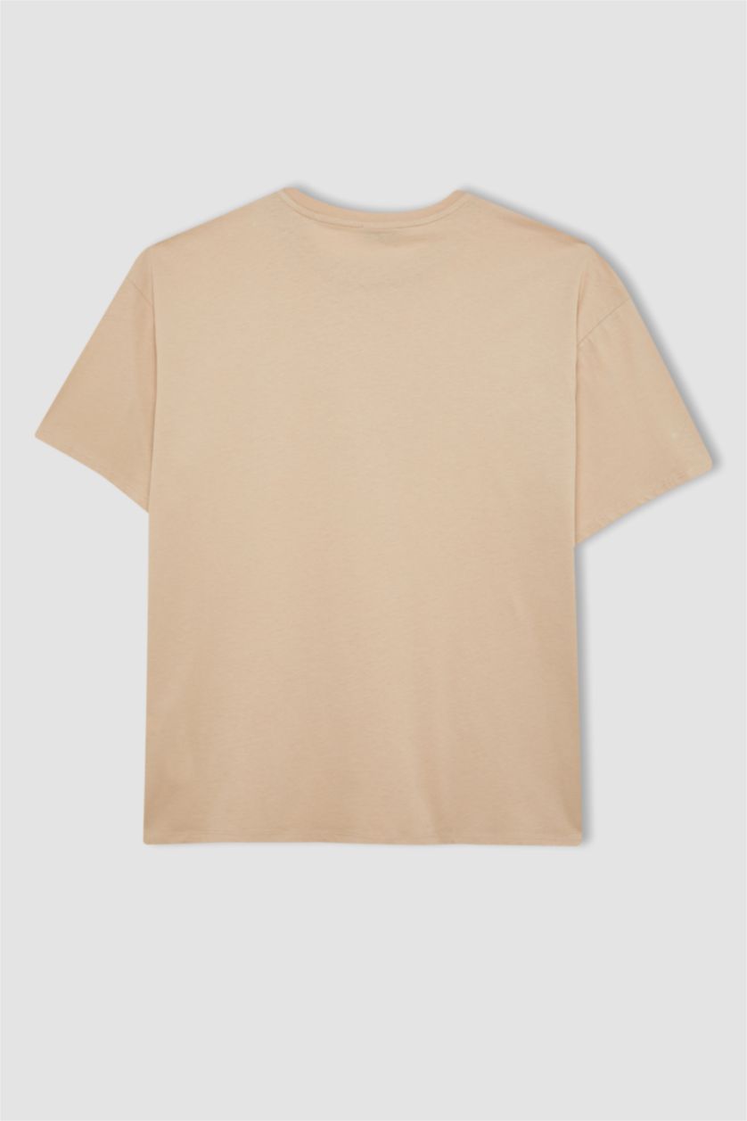 Women Light Beige Oversize Fit Short Sleeve T-Shirt