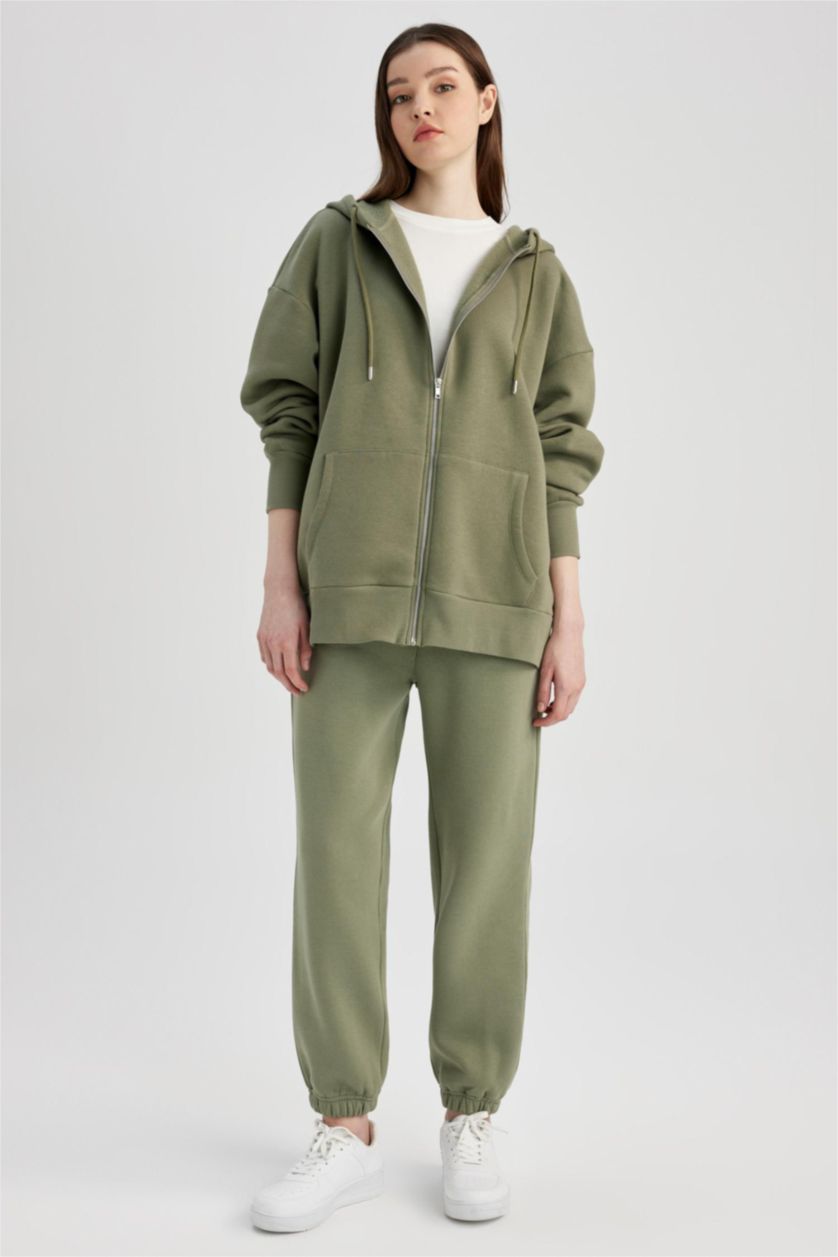 WOMAN Khaki Oversize Fit Hooded Cardigan