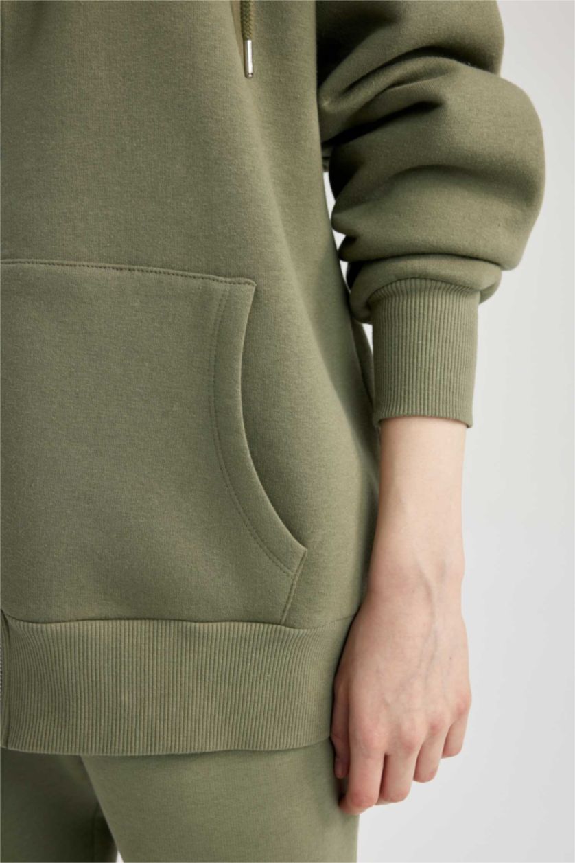 WOMAN Khaki Oversize Fit Hooded Cardigan