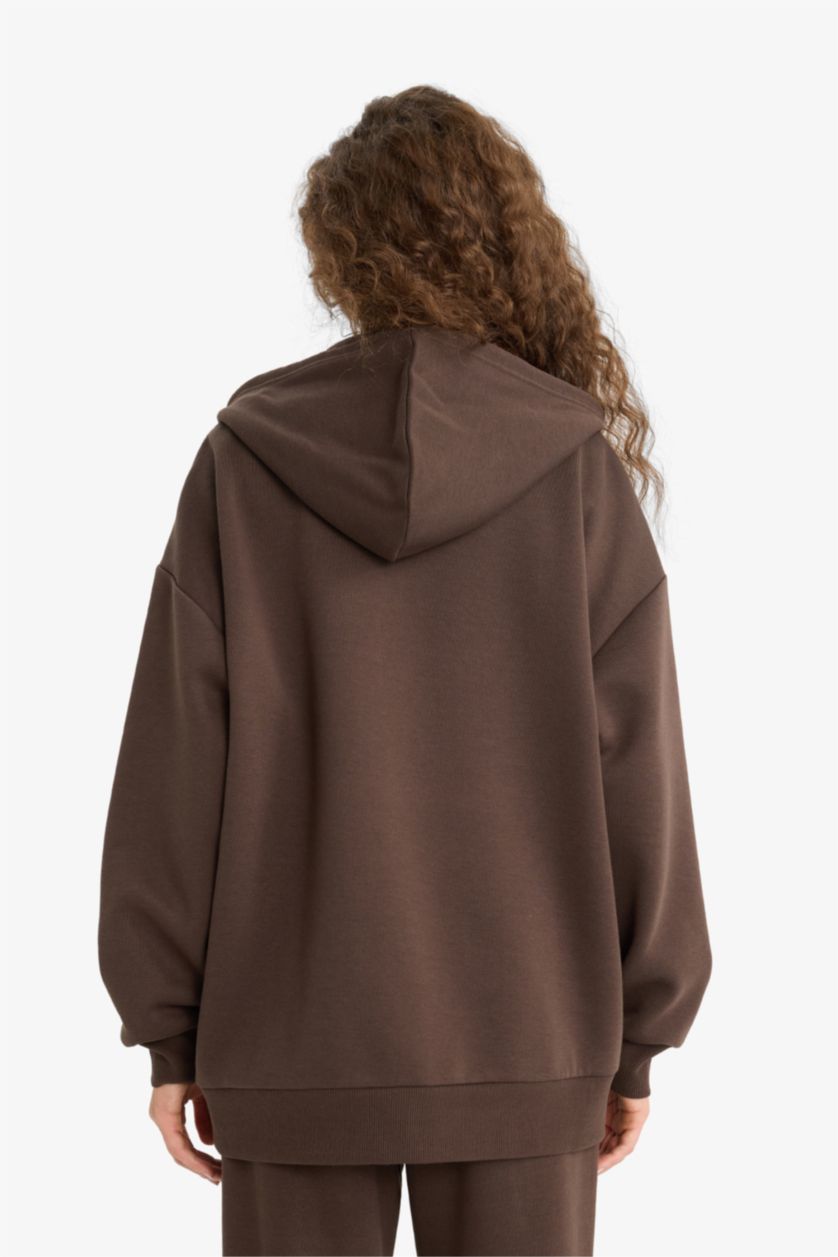 Әйелдерге Қоңыр үлкен пішім бас киімді 3 иірілмеген жіп Кардиган