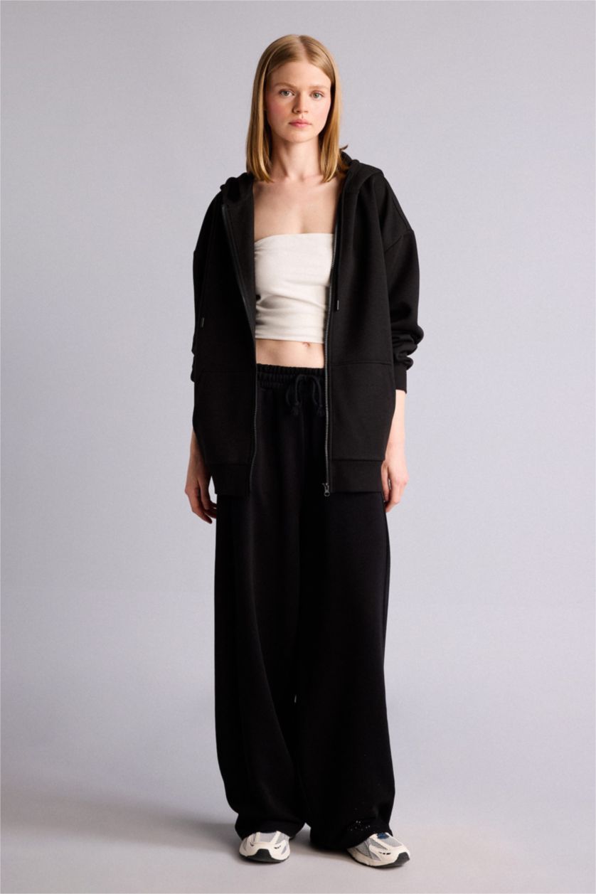 Kadın Siyah Oversıze Kalın Kumaş Hırka