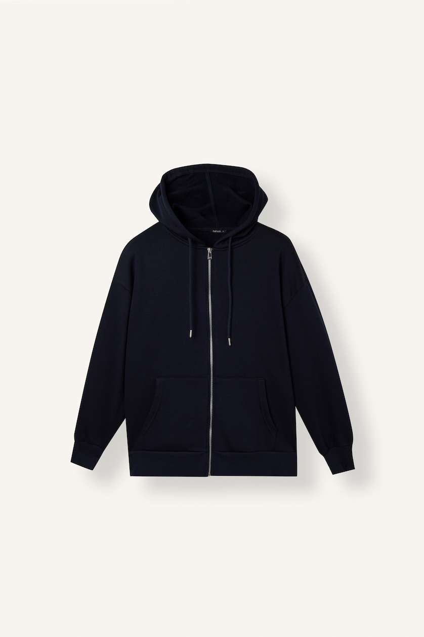 WOMAN NAVY Oversize Fit Thick Fabric Cotton Hoodie