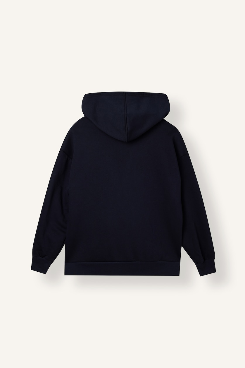 WOMAN NAVY Oversize Fit Thick Fabric Cotton Hoodie