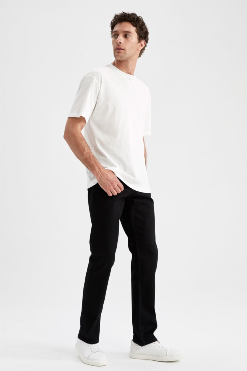Erkek Siyah Regular Fıt Pantolon