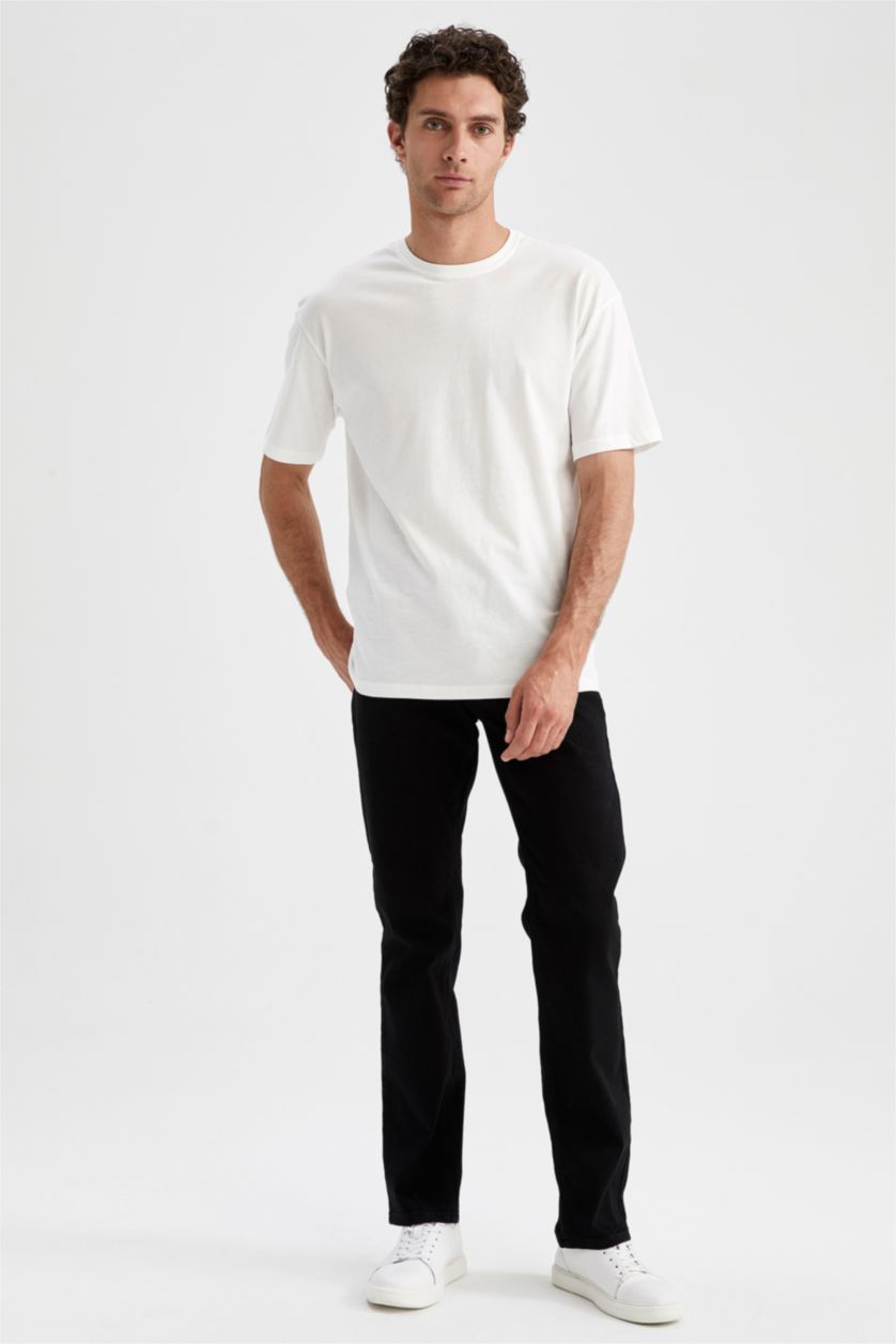 Erkek Siyah Regular Fıt Pantolon