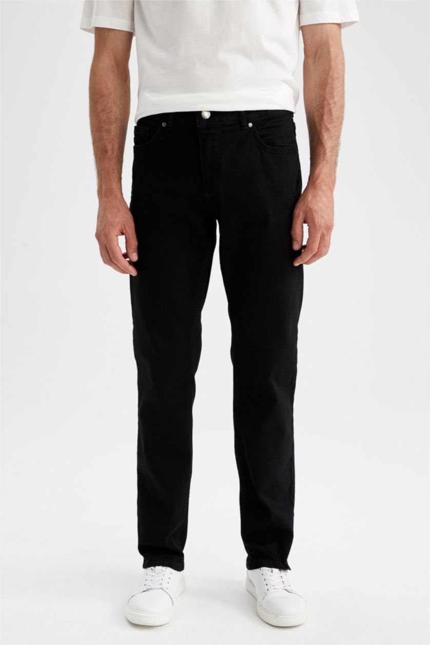 Erkek Siyah Regular Fıt Pantolon