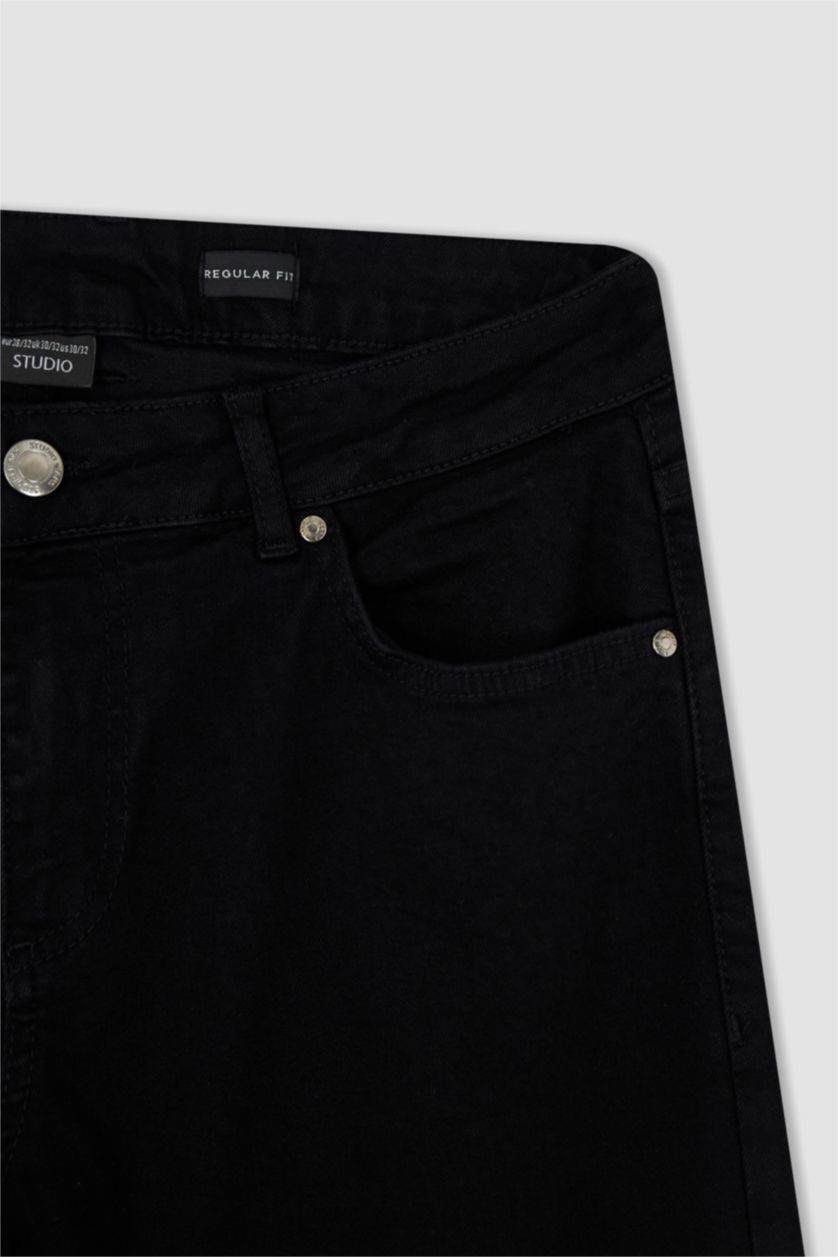 Erkek Siyah Regular Fıt Pantolon