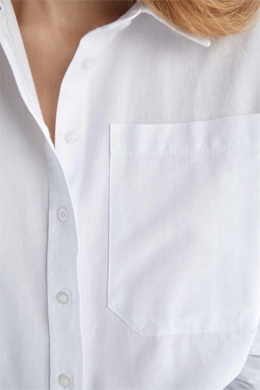 FEMME Blanc Chemises à manches longues Oxford Col De Chemise Avec Poche