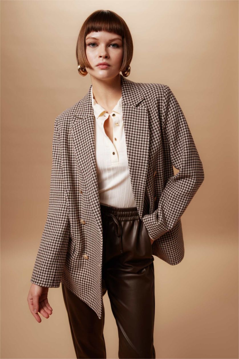 WOMAN Brown Oversize Fit Tweed Blazer