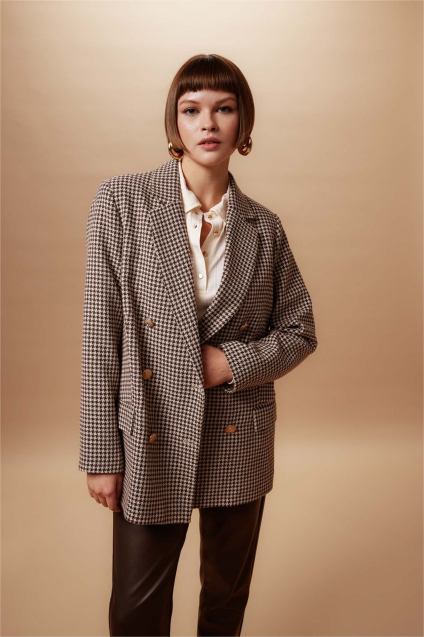 WOMAN Brown Oversize Fit Tweed Blazer