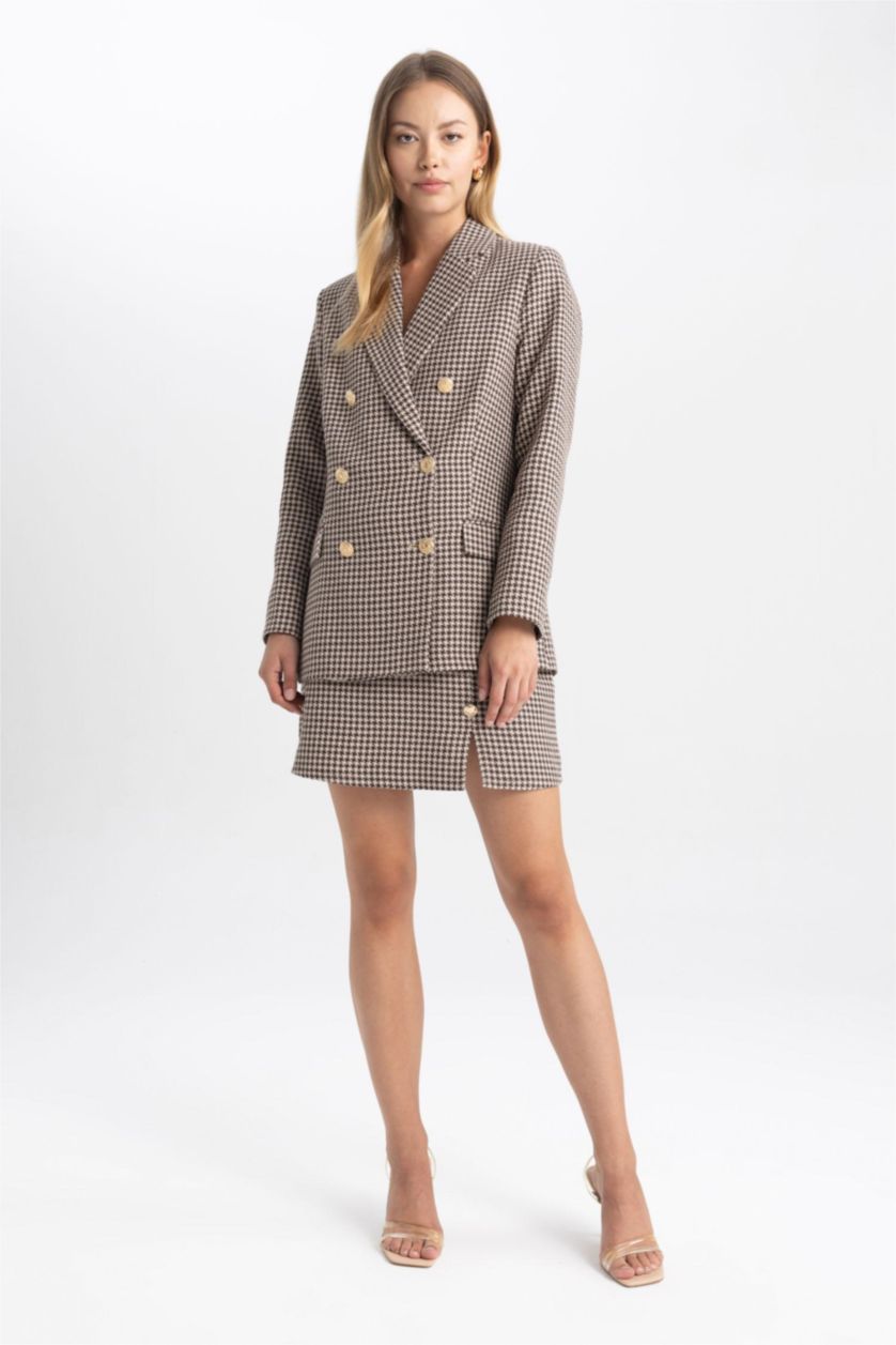 WOMAN Brown Oversize Fit Tweed Blazer