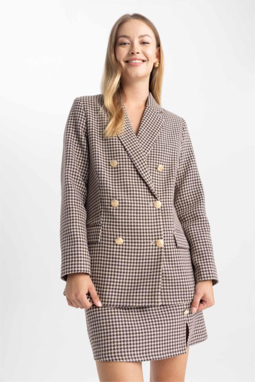 WOMAN Brown Oversize Fit Tweed Blazer