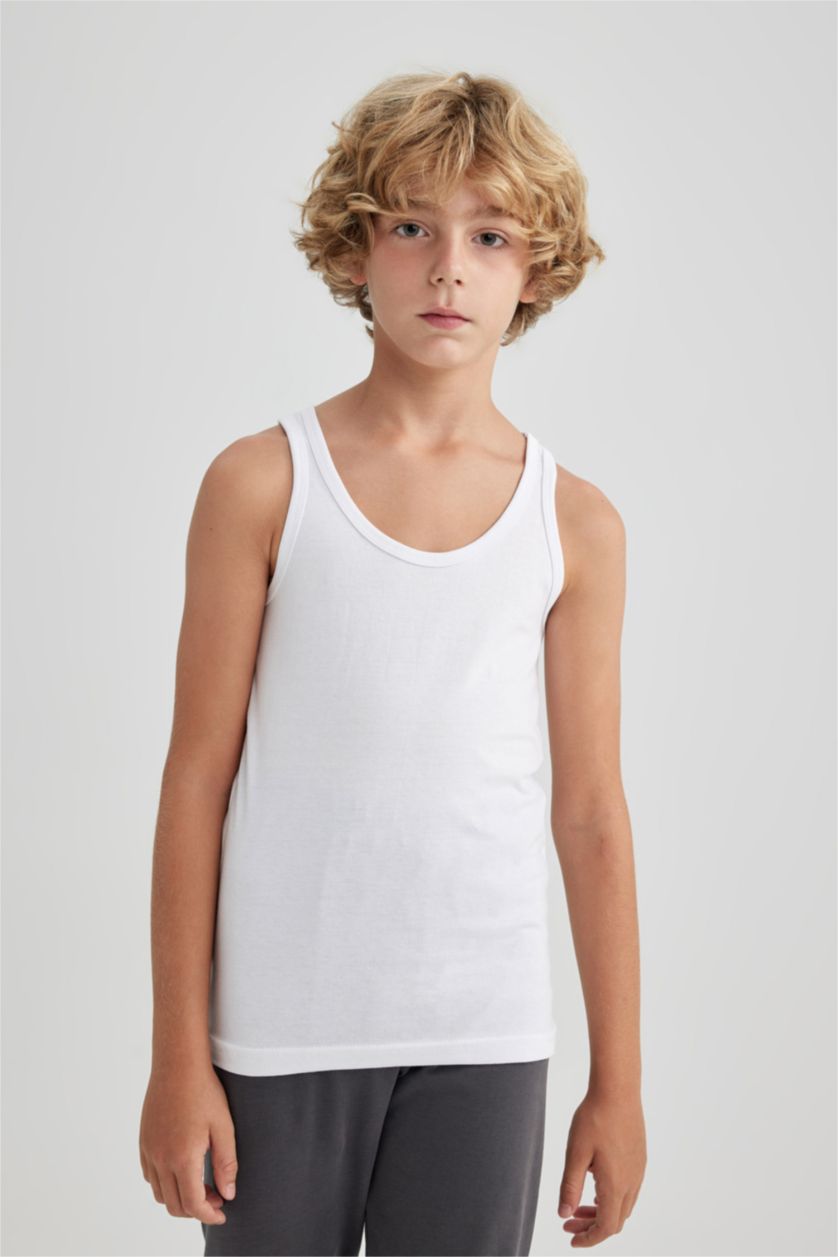 BOYS & TEENS White Boy 2 piece Regular Fit Tank Top