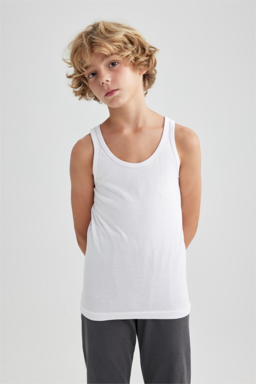 BOYS & TEENS White Boy 2 piece Regular Fit Tank Top