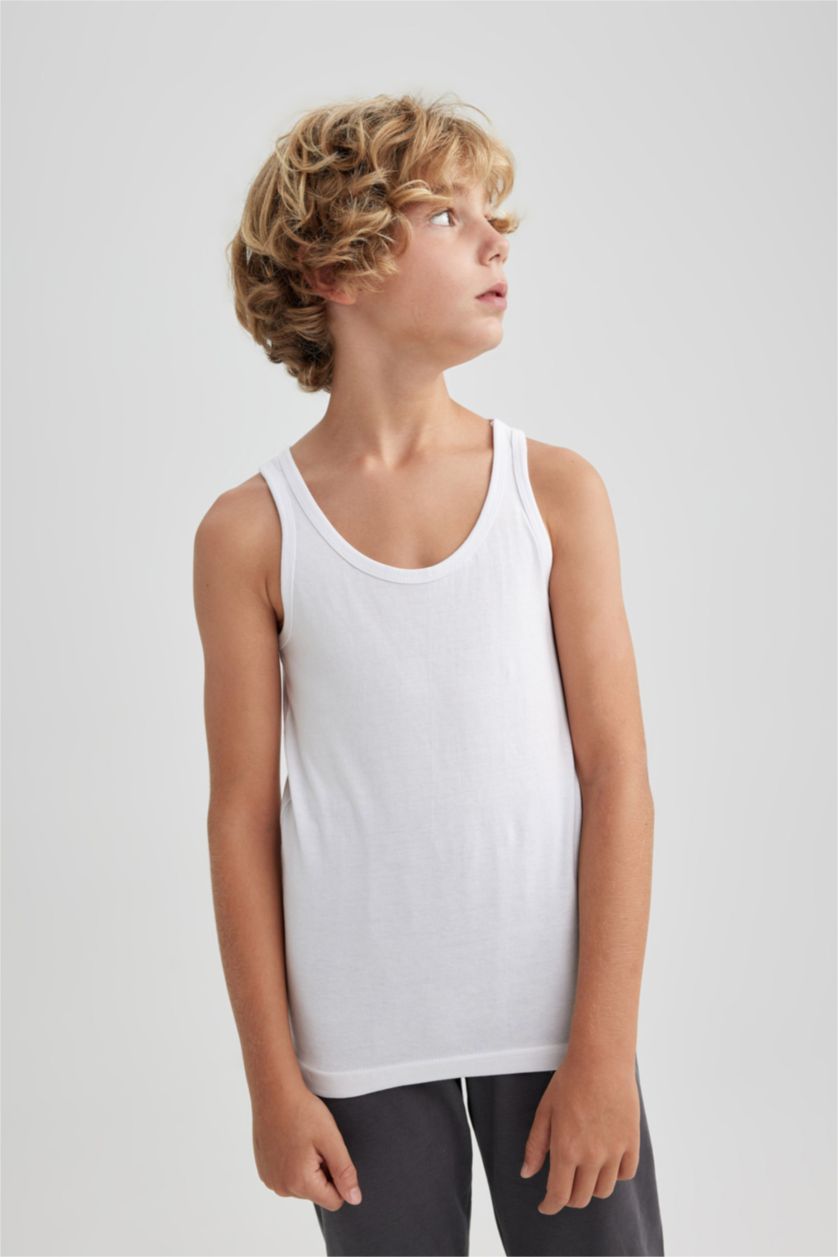 BOYS & TEENS White Boy 2 piece Regular Fit Tank Top