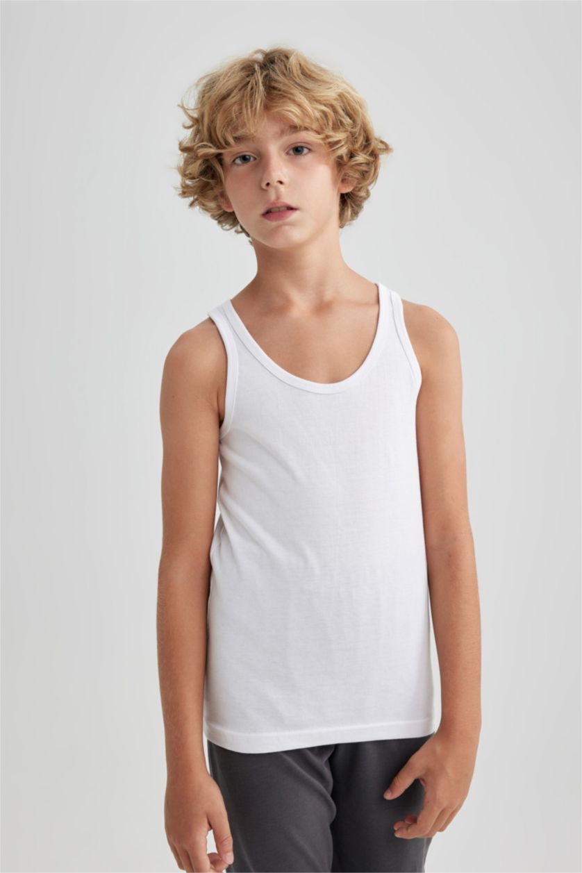 BOYS & TEENS White Boy 2 piece Regular Fit Tank Top
