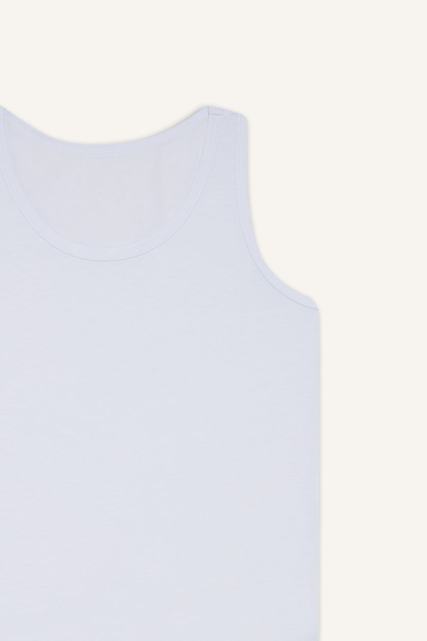 Erkek Çocuk - Genç Erkek Açık Mavi %100 Pamuklu 2'li Atlet Erkek Çocuk