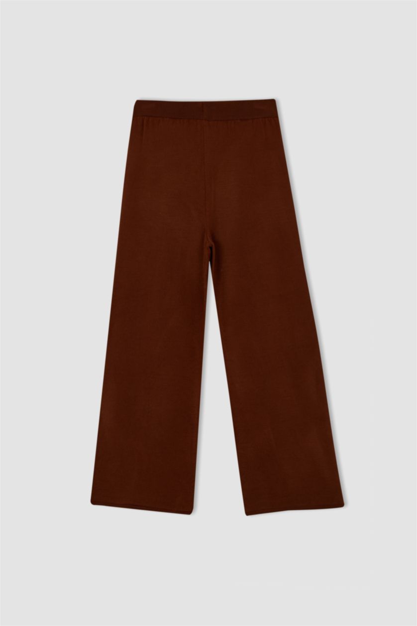 WOMAN Beige Regular Fit Wide Leg Knitwear Maternity Trousers