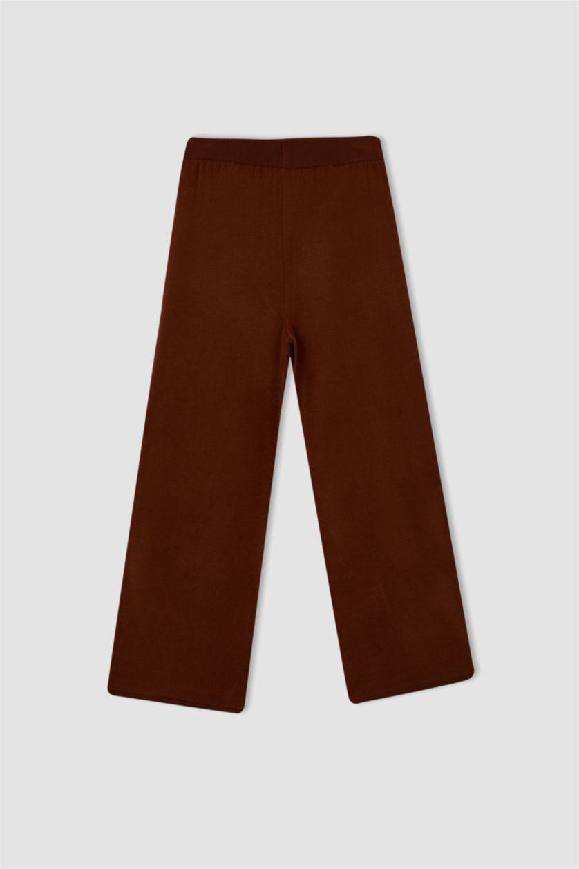 WOMAN Beige Regular Fit Wide Leg Knitwear Maternity Trousers