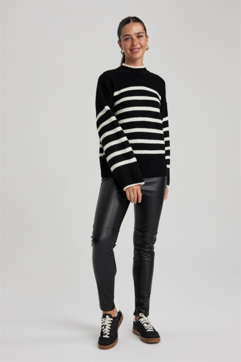 FEMME Noir Leggings Taille Haute En Simili-Cuir