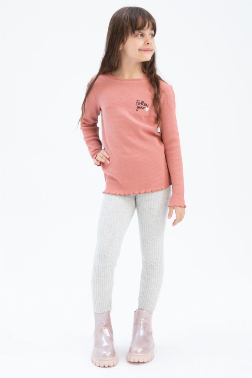 Девочки и подростки Светло-серый Леггинсы стандартного кроя с высокой талией для девочек