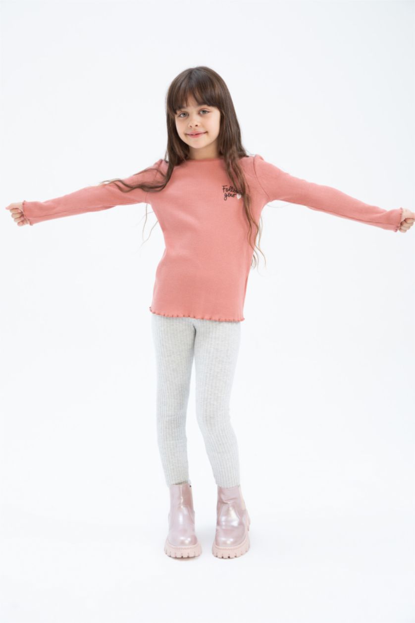 Девочки и подростки Светло-серый Леггинсы стандартного кроя с высокой талией для девочек