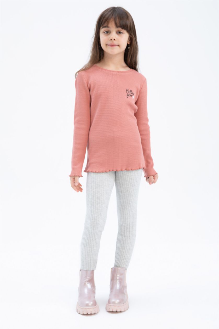 Девочки и подростки Светло-серый Леггинсы стандартного кроя с высокой талией для девочек