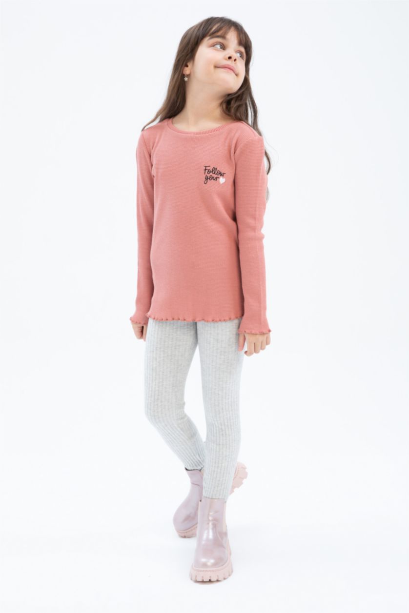 Девочки и подростки Светло-серый Леггинсы стандартного кроя с высокой талией для девочек