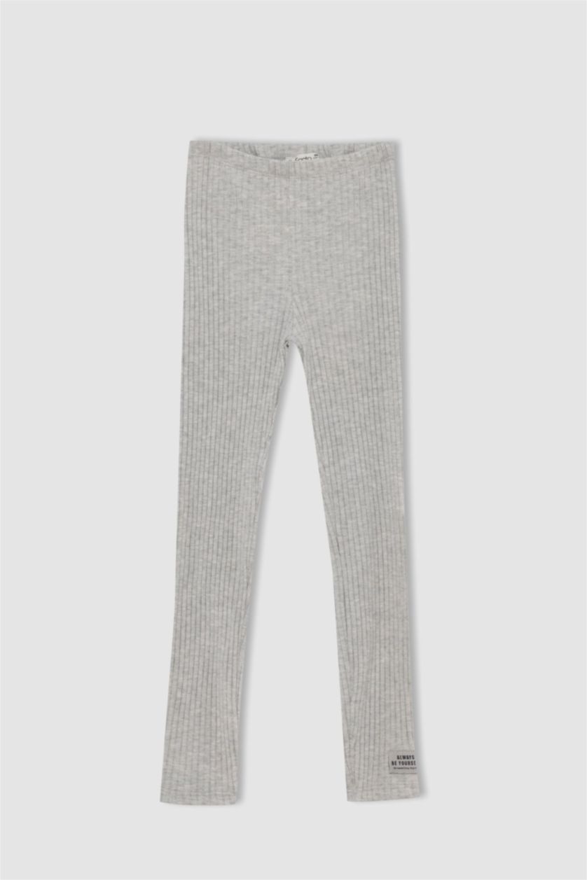 Девочки и подростки Светло-серый Леггинсы стандартного кроя с высокой талией для девочек