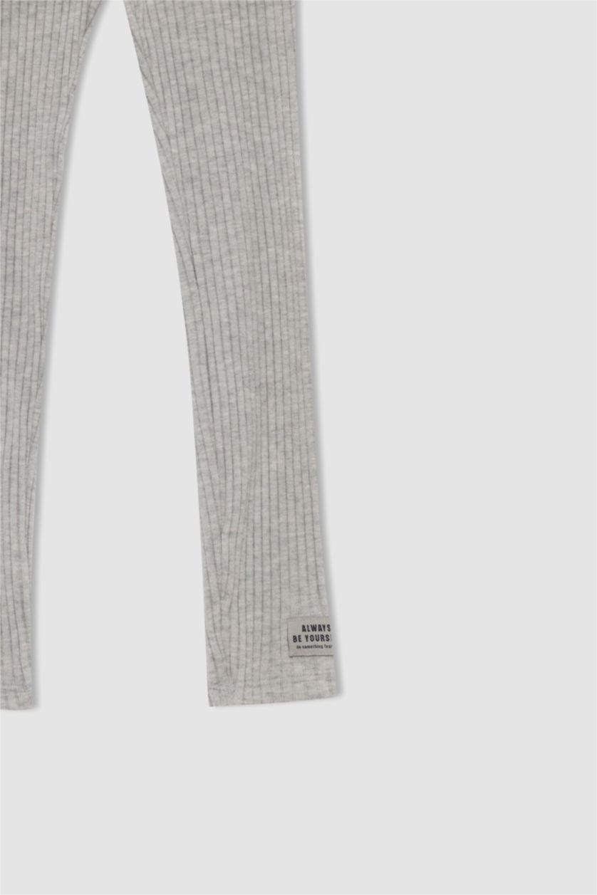 Девочки и подростки Светло-серый Леггинсы стандартного кроя с высокой талией для девочек