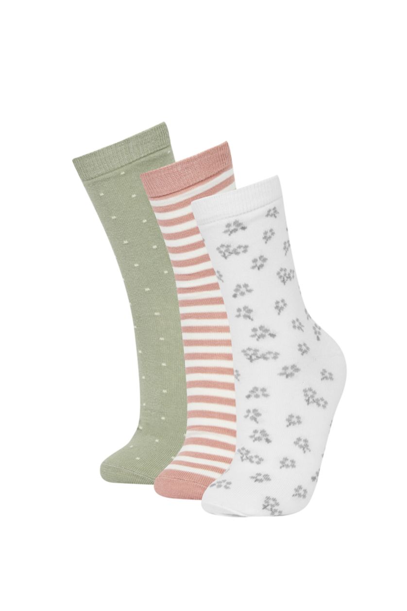 Kadın Karma Kadın 3'lü Pamuklu Uzun Çorap