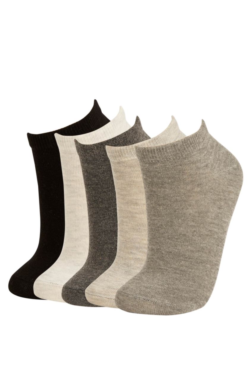 Kadın Gri Kadın 5'li Pamuklu Patik Çorap