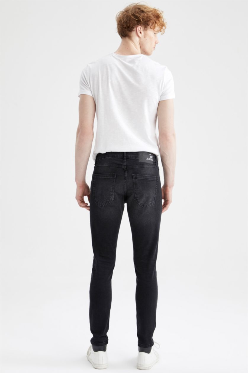 Man Black Skinny Comfort Fit Narrow Leg Jean Trousers