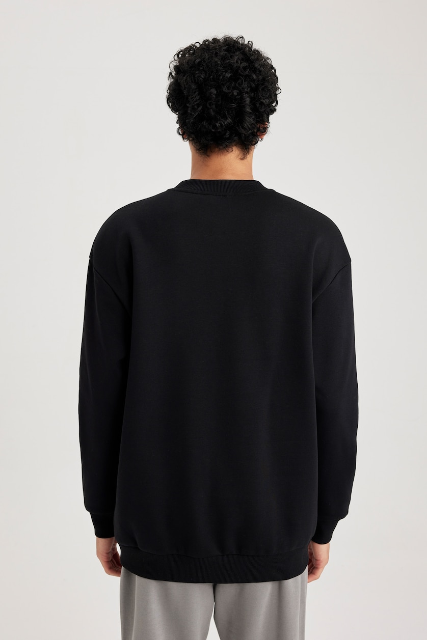 Erkek Siyah Boxy Fıt Sweatshirt