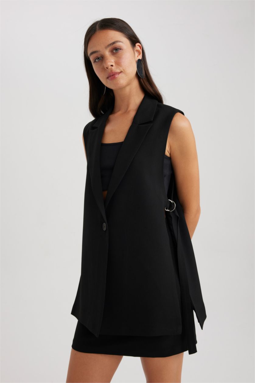 WOMAN Black Slim Fit Blazer Vest