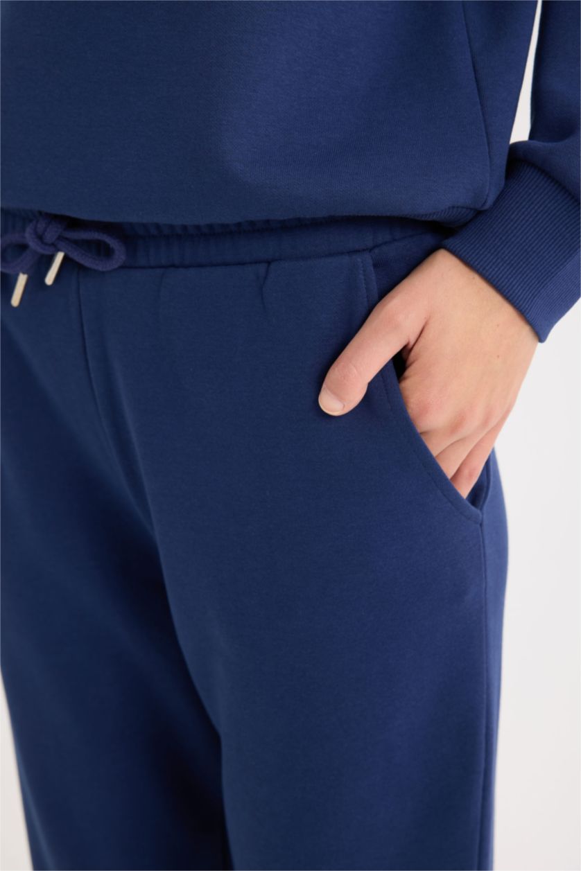 Женщины Синий Спортивные брюки утепленные с высокой талией