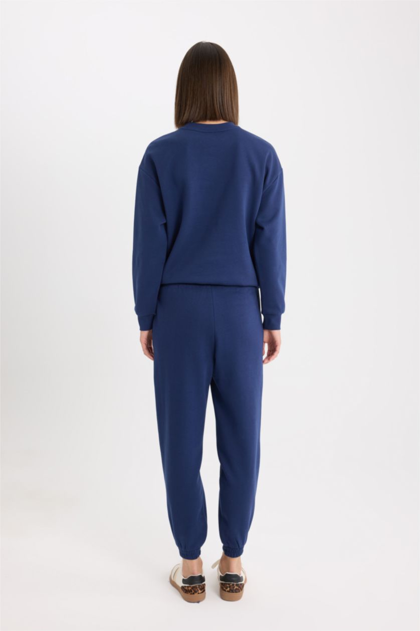 Женщины Синий Спортивные брюки утепленные с высокой талией