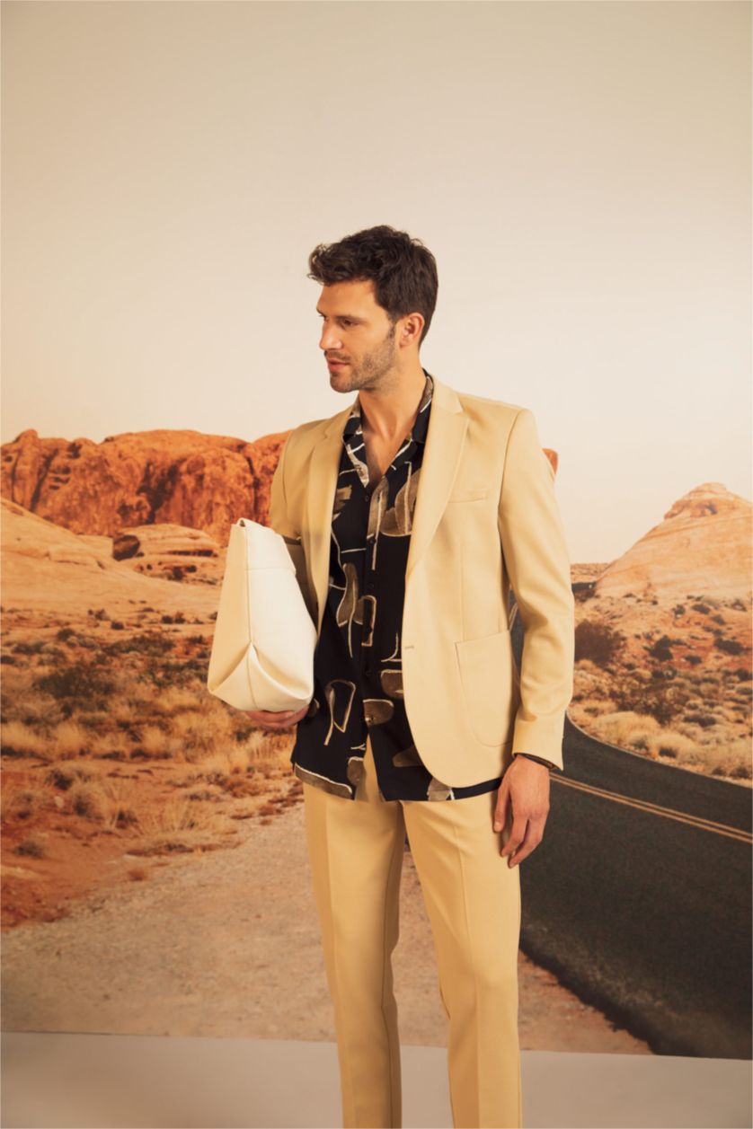 HOMME Beige Veste blazer basique coupe slim