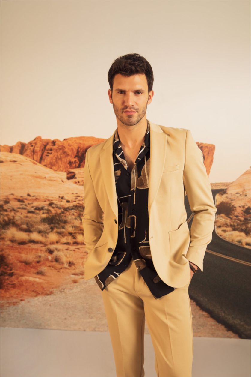 HOMME Beige Veste blazer basique coupe slim