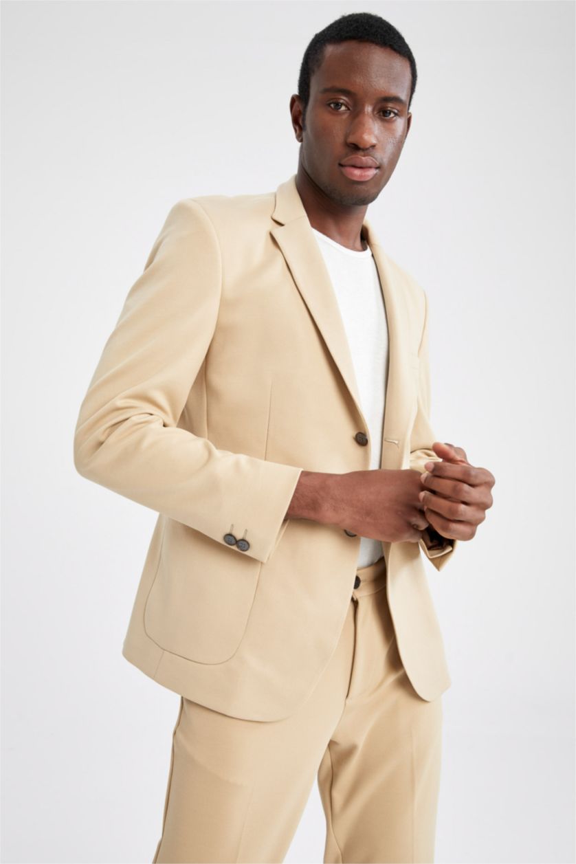 HOMME Beige Veste blazer basique coupe slim