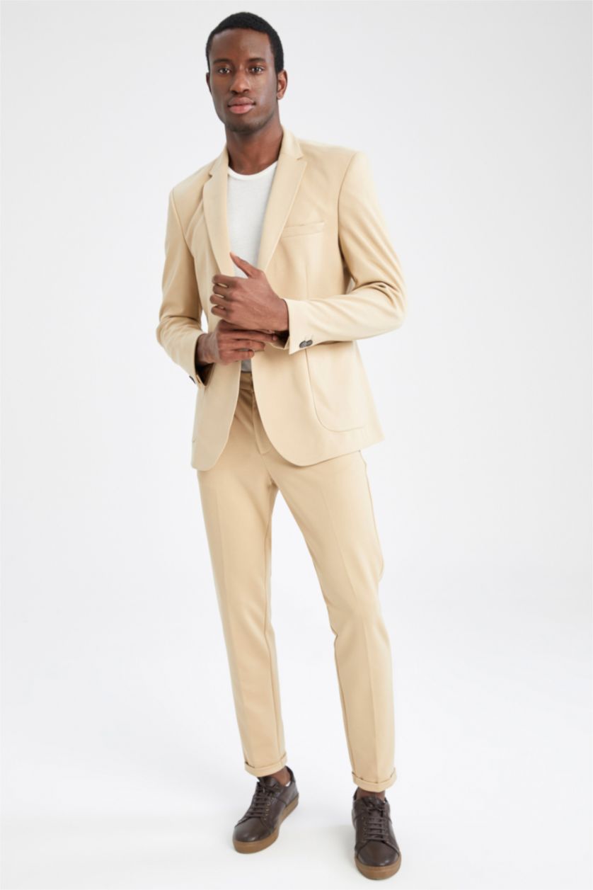 HOMME Beige Veste blazer basique coupe slim