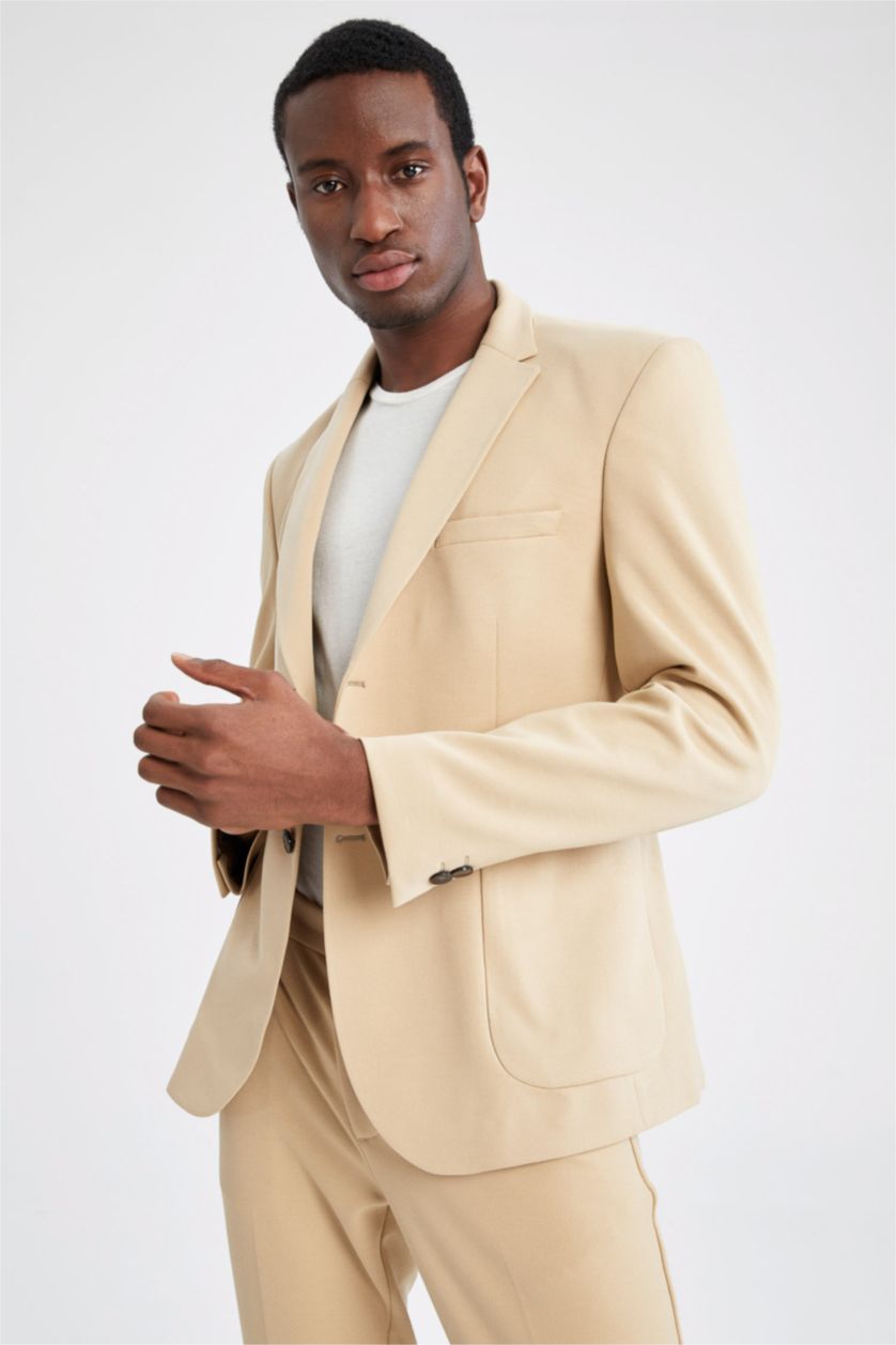 HOMME Beige Veste blazer basique coupe slim