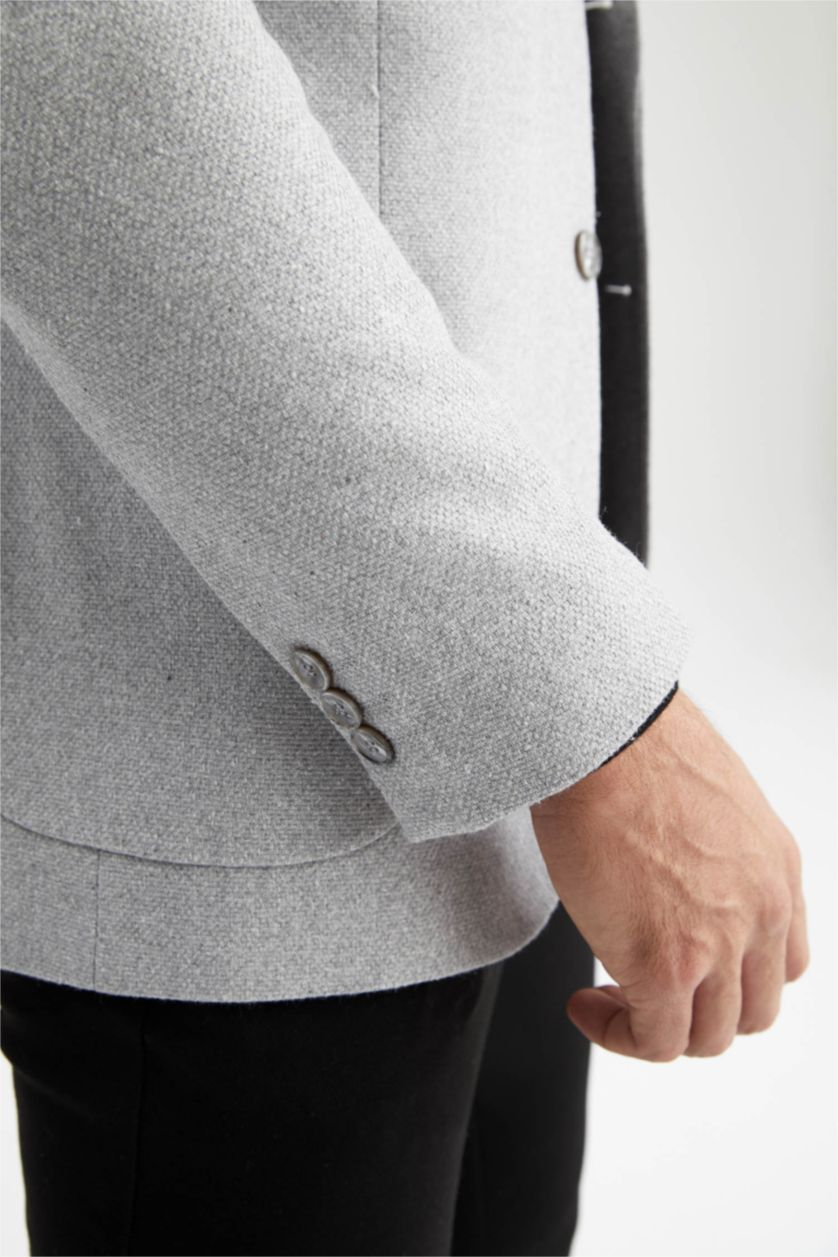 HOMME Gris Blazer Coupe Moderne Doublé