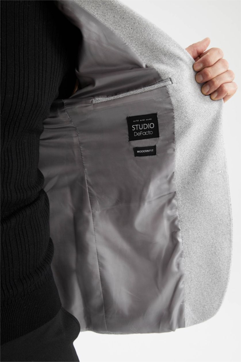 HOMME Gris Blazer Coupe Moderne Doublé