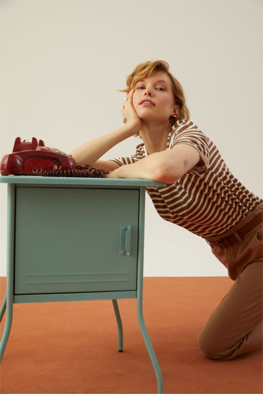 FEMME Beige Defacto Fit Pantalon palazzo large en viscose à motifs floraux