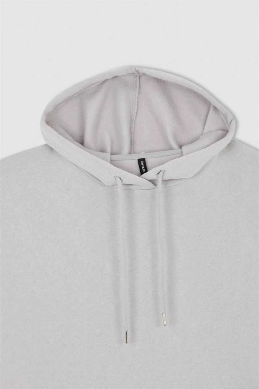 FEMME Gris Sweat- Shirt Coupe Oversize À capuche Manche Longue