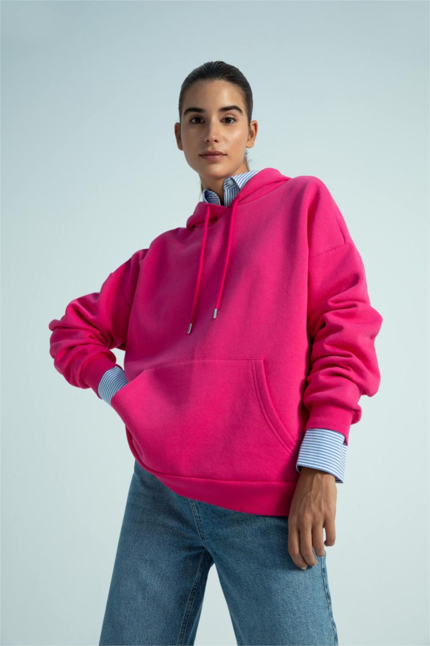 FEMME Rose Foncé Sweat À Capuche Oversize
